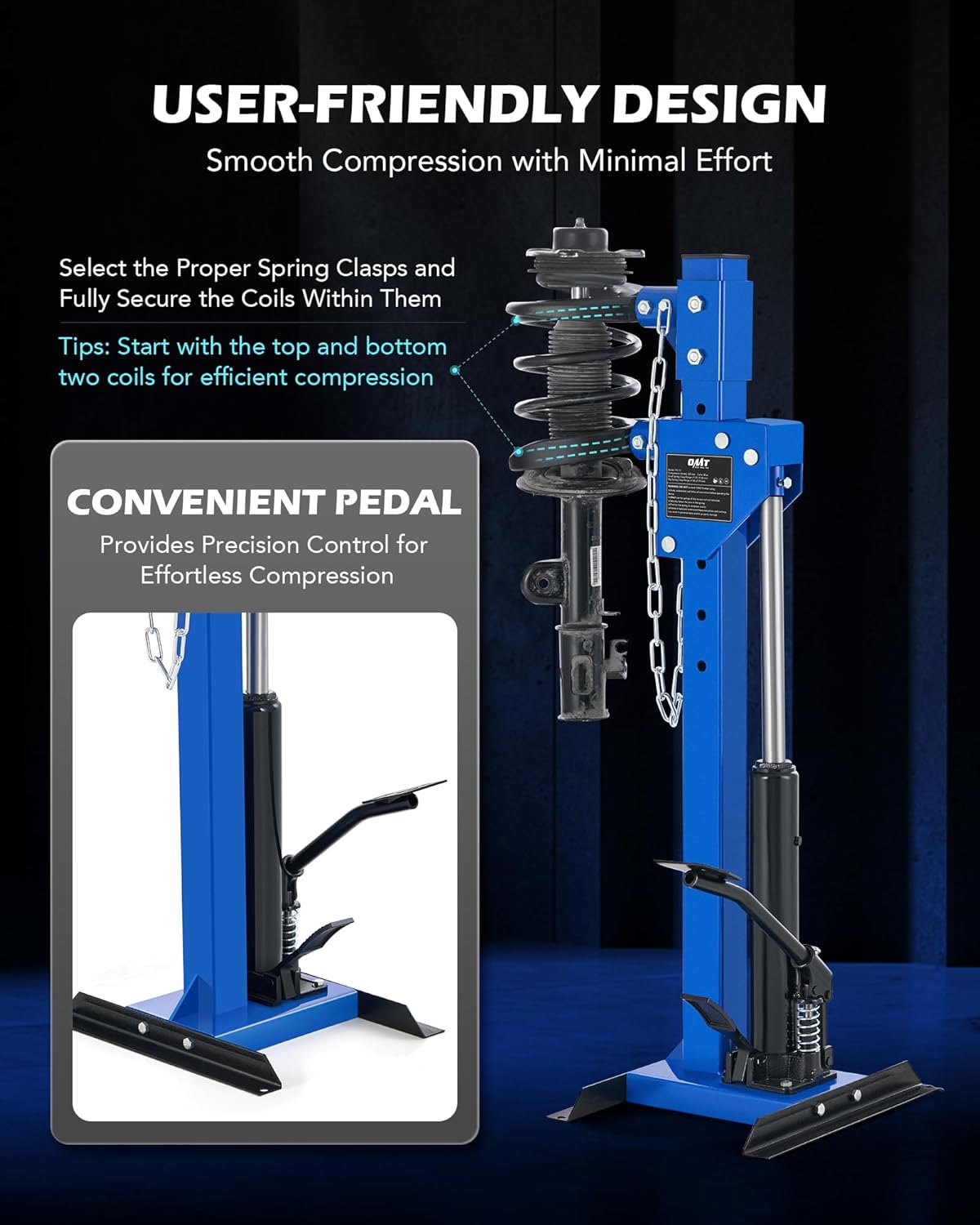 Orion Motor Tech Hydraulic Strut Spring Compressor with 1 Ton Rated Compression Force, 4.5 Ton Hydraulic Jack Capacity, Strut and Spring Compressor Tool with 4 Spring Clasps for Cars Trucks SUVs