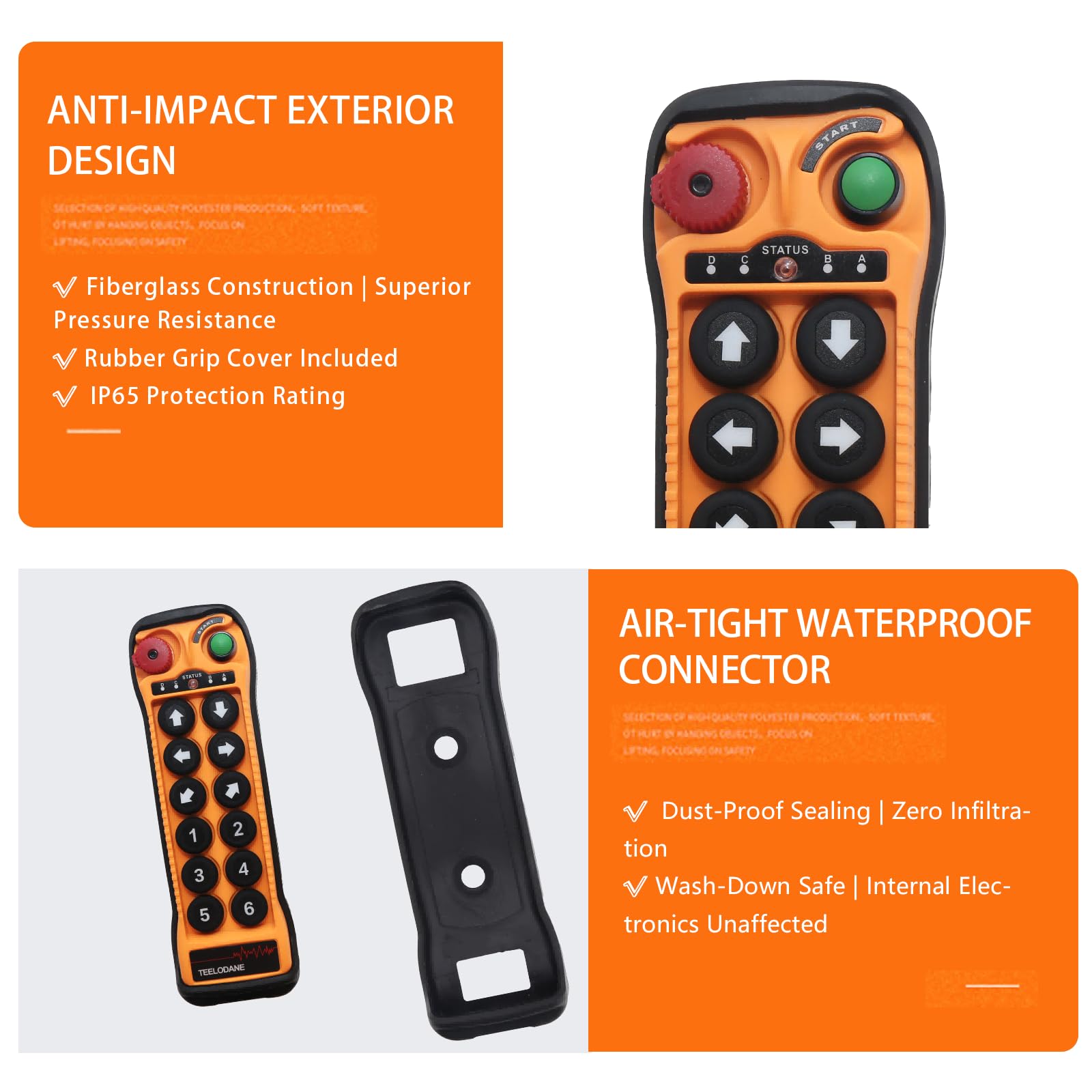 Q1200 - Kit de control remoto inalámbrico industrial de 12 canales, 24 V, 110 V, 220 V, llave de seguridad de emparejamiento automático, control remoto de una sola velocidad para grúa