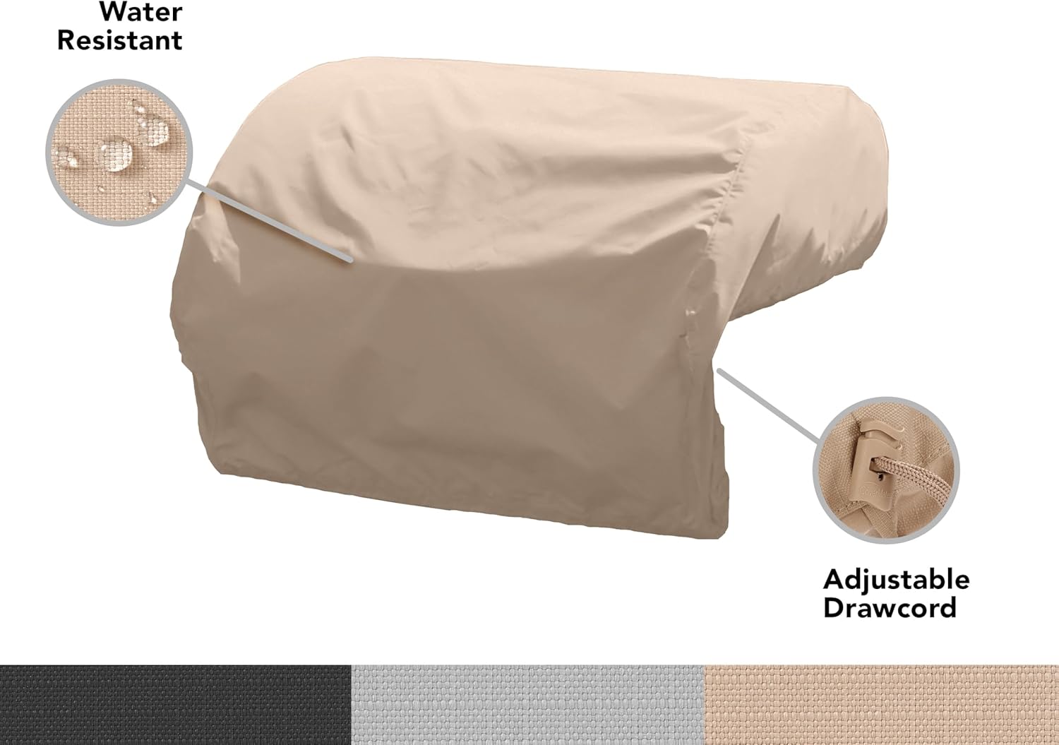 Covermates Ultima Built-in Grill Cover – All-Weather Water-Resistant 600D Rip-Resistant Polyester BBQ Cover with Locking Drawcord Hem, Heavy Duty Outdoor Protection, 30W x 26D x 14H, Ripstop Tan
