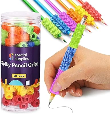 Special Supplies Spiky Pencil Grips for Kids and Adults Colorful Holders for Handwriting, Drawing, Coloring - Ergonomic Ri...