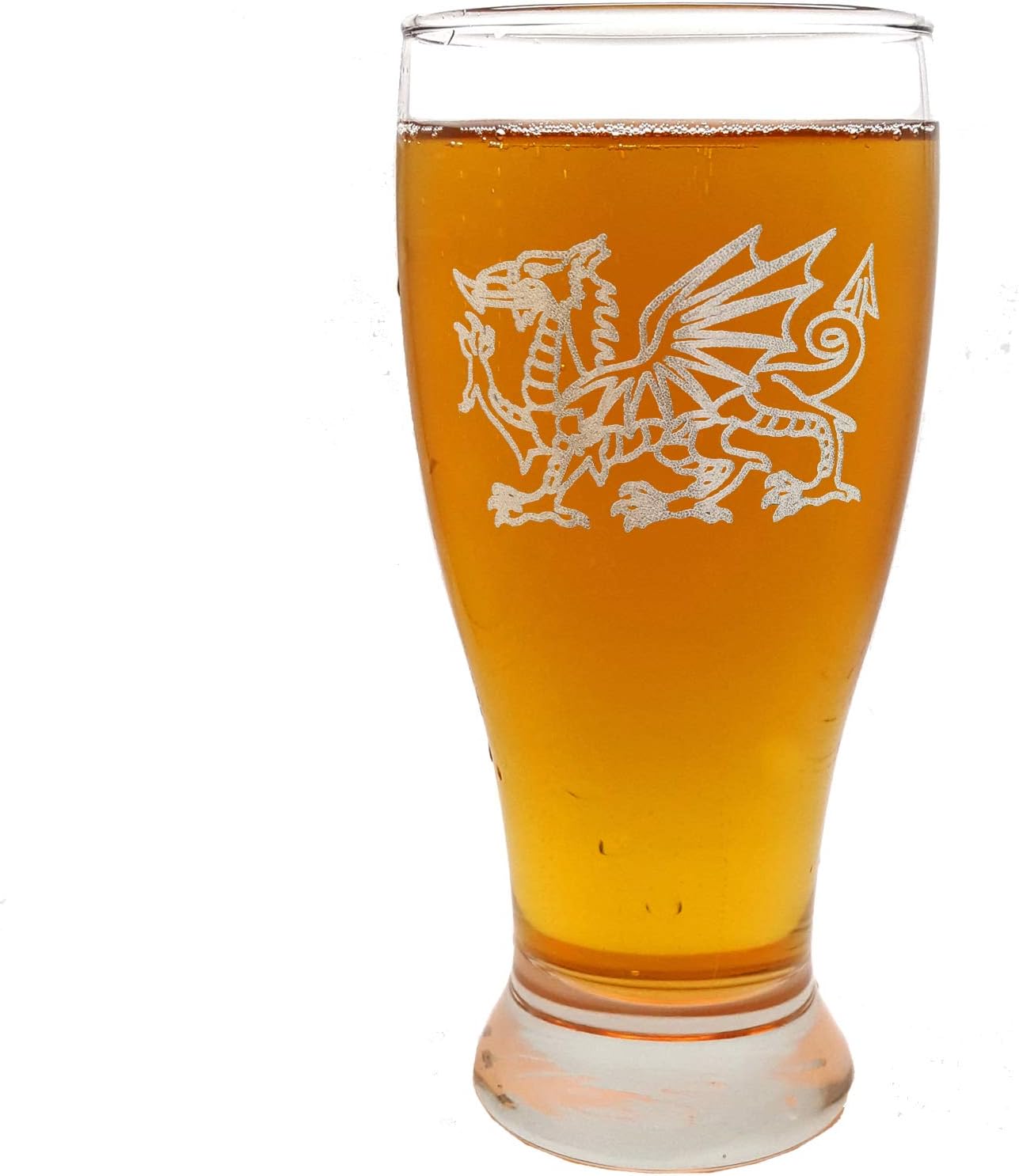 Welsh Dragon Celtic Beer Glass, Free Personalization, Y Ddraig Goch Engraved Design