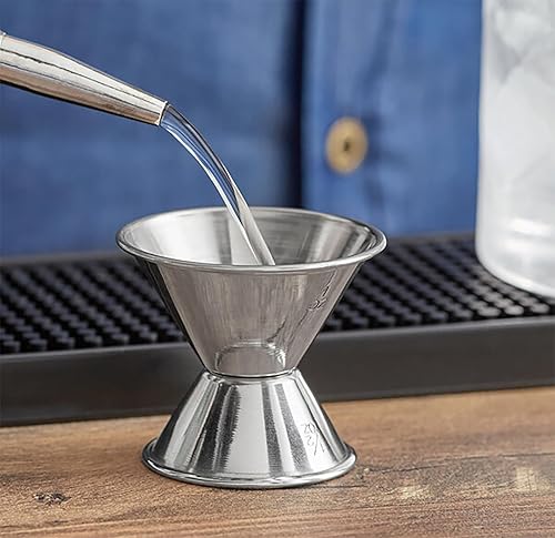 Miniatura 2 de Metal Magery Juego de 6 jiggers dobles de acero inoxidable de 1/2 y 1 oz para medición de licor de cóctel