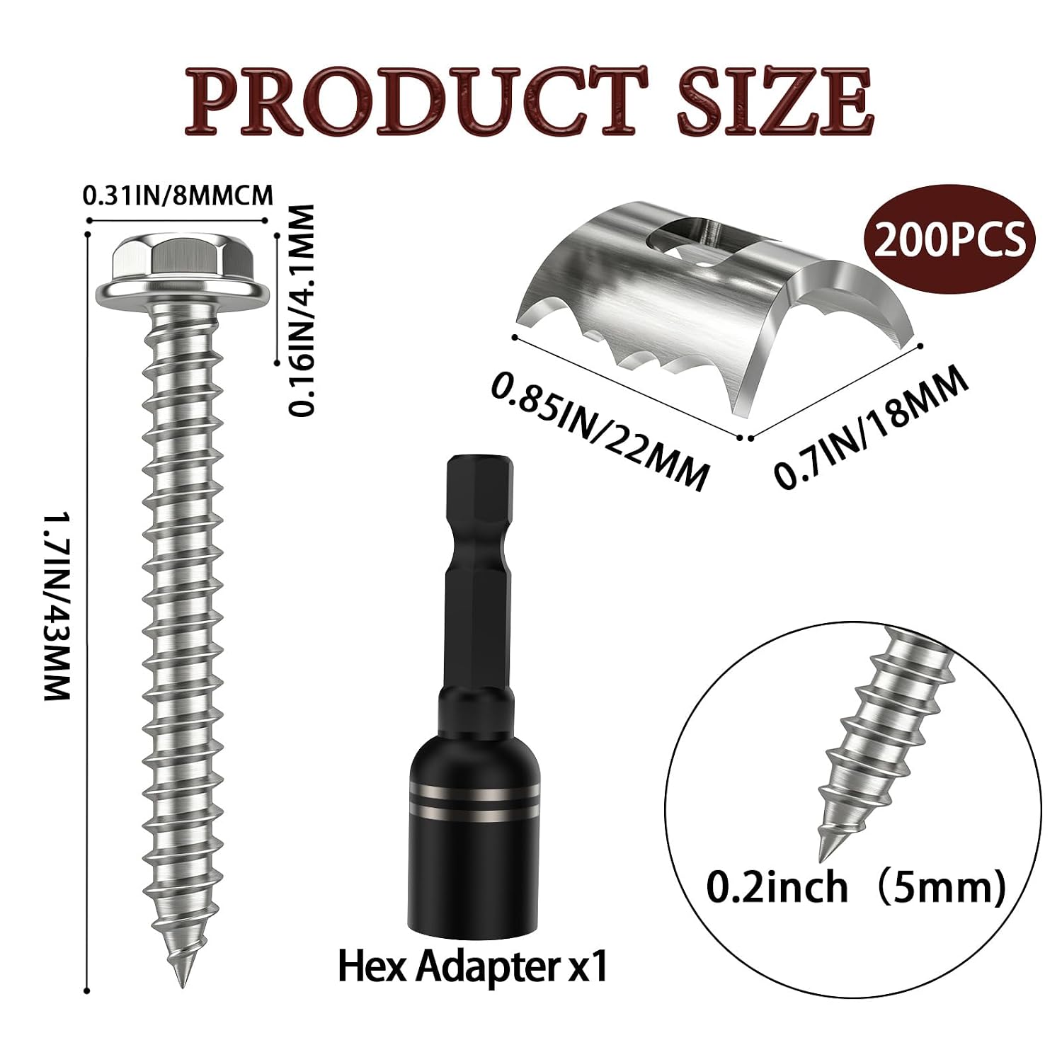 200 PCS Fence Staples 304 Stainless Reusable Wire Fencing Staple Screw Nail