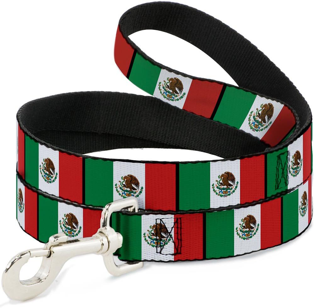 Buckle-Down Pet Leash - Mexico Flags - 4 Feet Long - 1.5" Wide
