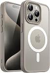 JETech Magnetic Case for iPhone 15 Pro 6.1-Inch Compatible with MagSafe, Translucent Matte Back Slim Shockproof Phone Cover (Dark Green)