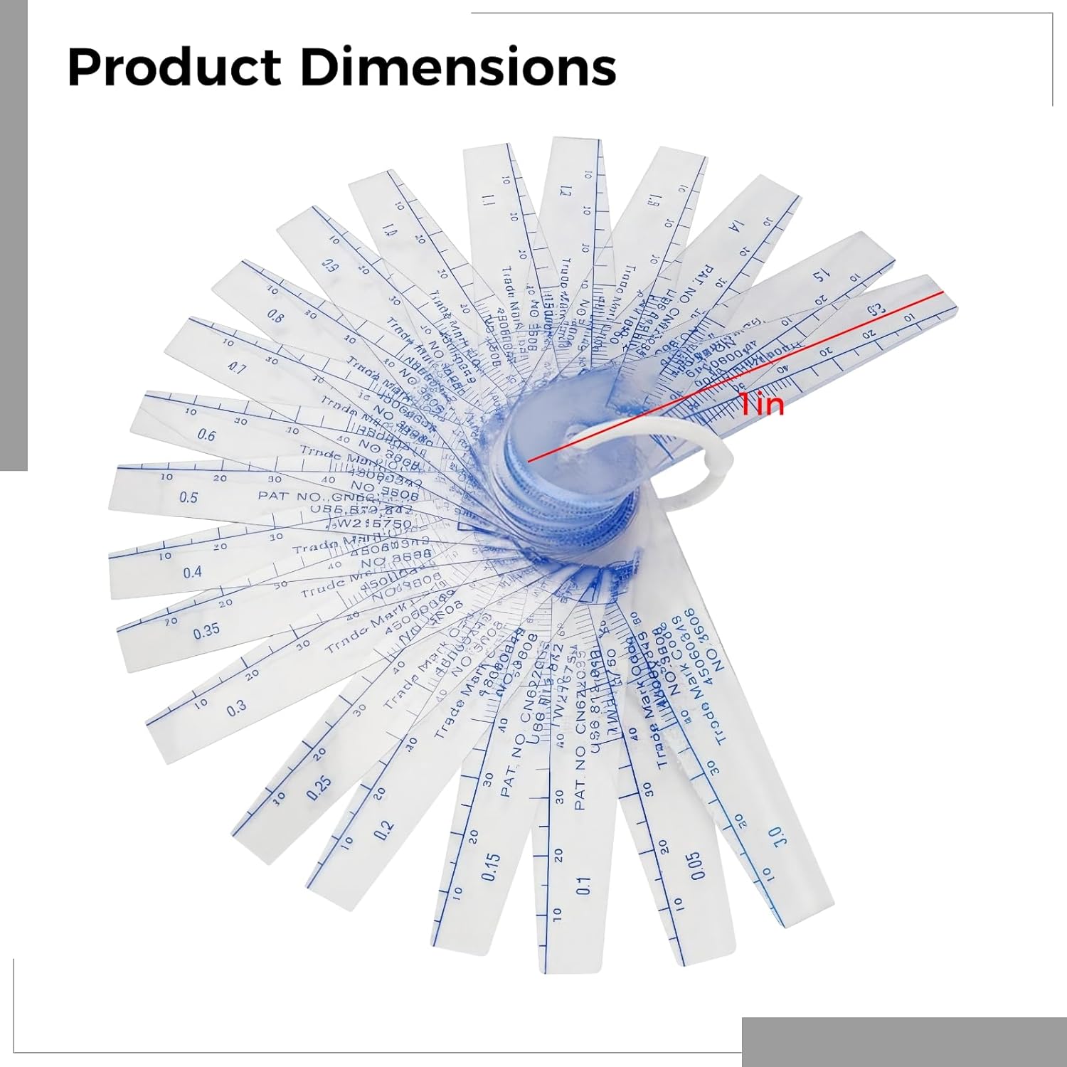 0. 002 Precision Plastic Feeler Gauge, 21 Blades Plastic Gap Gauge, for Gaps and Apertures, Trapezoidal Design Measuring Tool