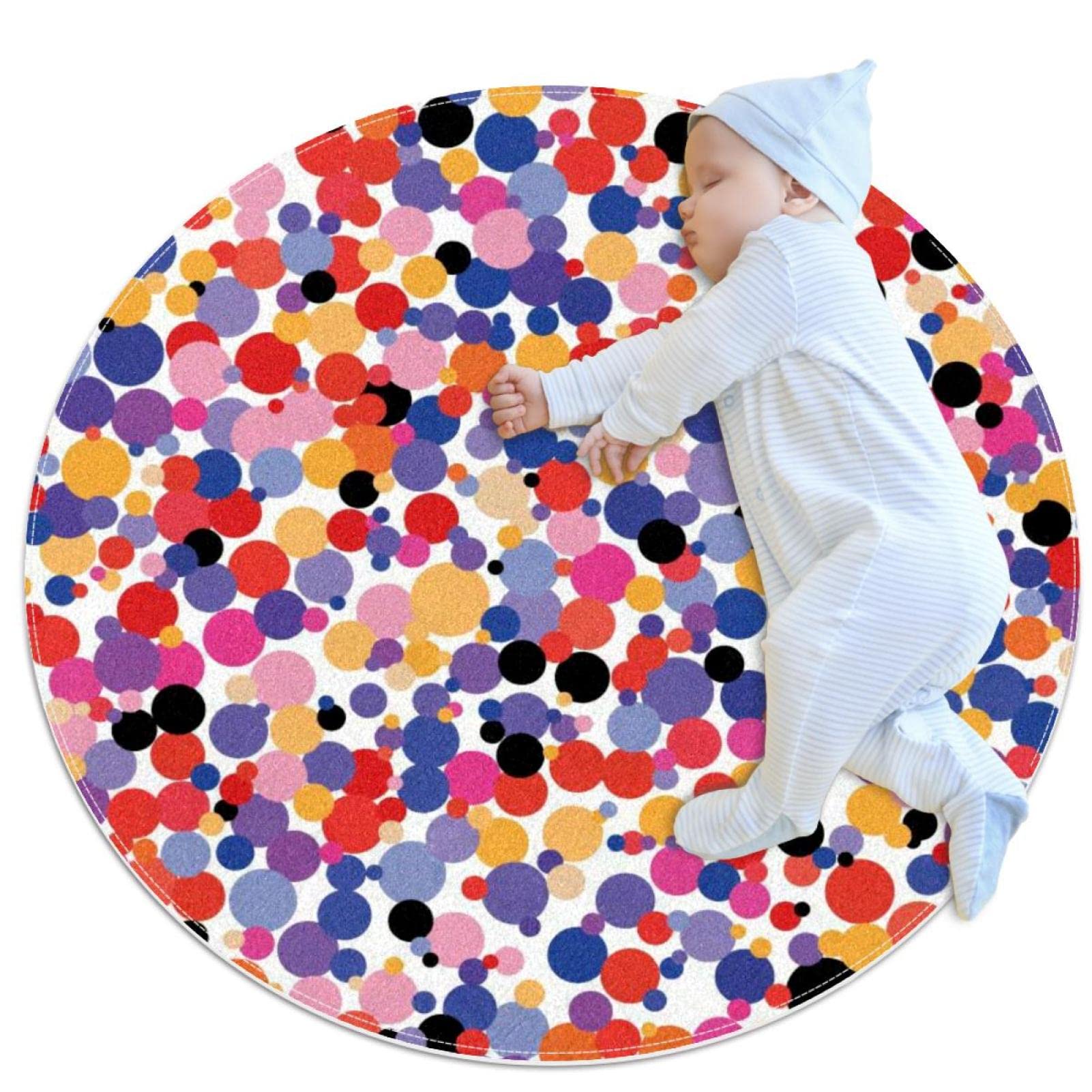 Tapis de salle de bain antidérapant sécurisé et doux à pois 1m