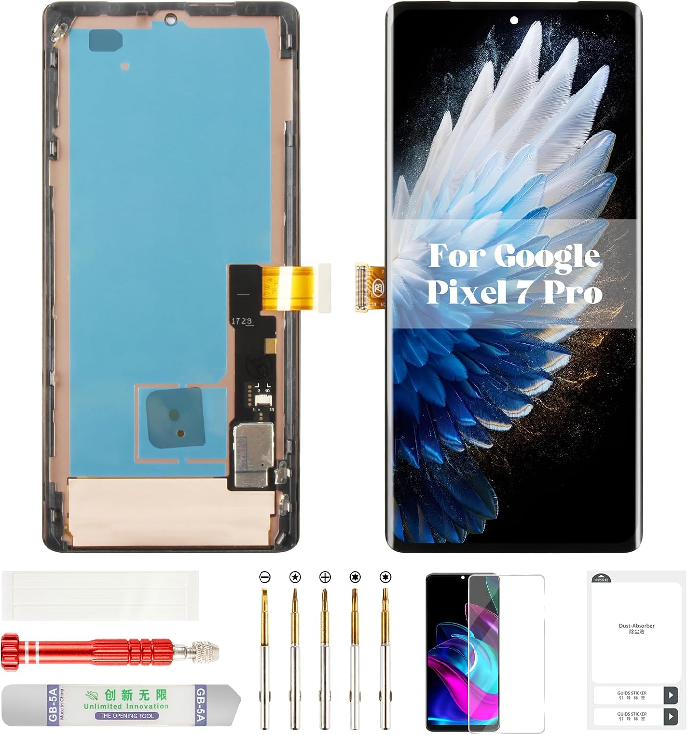 OLED for Google Pixel 7 Pro Screen Replacement for Pixel 7 Pro GE2AE Screen Display for Google Pixel 7 Pro LCD Touch Screen Repair Digitizer with Frame GFE4J GP4BC Black