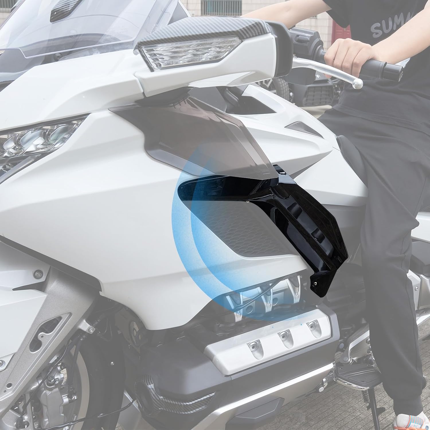 Lower Air Deflectors for Goldwing GL1800, Glossy Black Adhesive Side Fairing Wing Wind Deflectors Shield Motorcycle Windscreen for Honda Goldwing GL 1800 Accessories 2018-2024