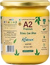 Krishnam A2 Cow Ghee 500ml, 100% Pure and Natural Churned from Vedic Bilona Method, Rich In Vitamins and Antioxidants, Premium and Cultured Bilona Ghee Helps Boost Immunity and Digestive Health