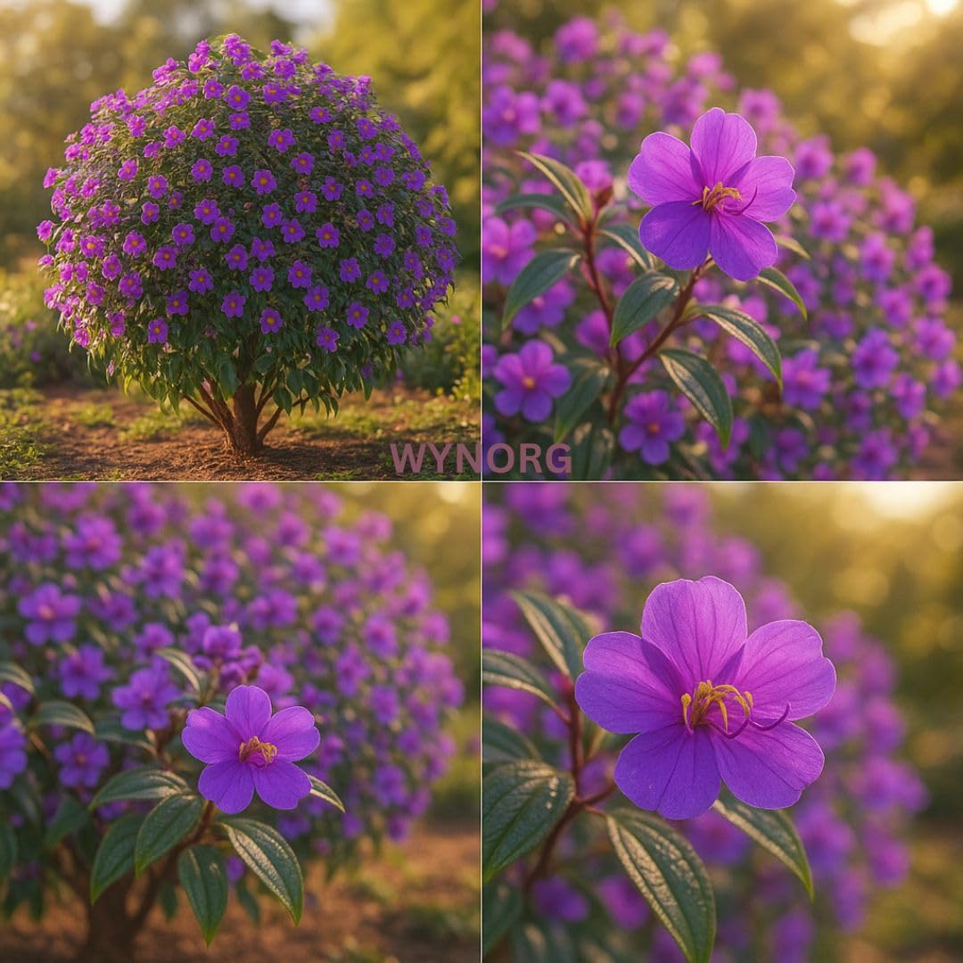 Melastoma Plant - White, Violet, and Yellow Flowers- Vibrant Blooming Shrubs for Gardens and Landscapes. Perfect for Adding Color and Beauty to Your Outdoor Spaces (VIOLET)-picture-19