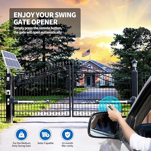 Miniatura 2 de TOPENS AT602 Abridor de puerta oscilante doble, motor de puerta automático de servicio medio para puertas batientes dobles de hasta 18 pies por