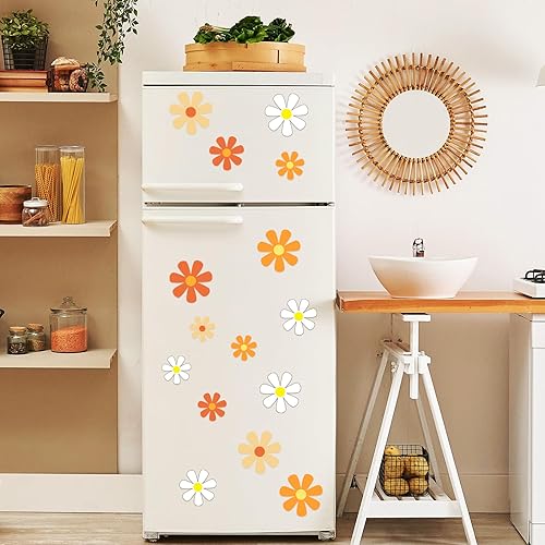 Miniatura 5 de Whaline Imán de flores para automóvil, diseño de flor hippie, diseño de margarita, imán de recorte retro magnético hippie, imanes de nevera para