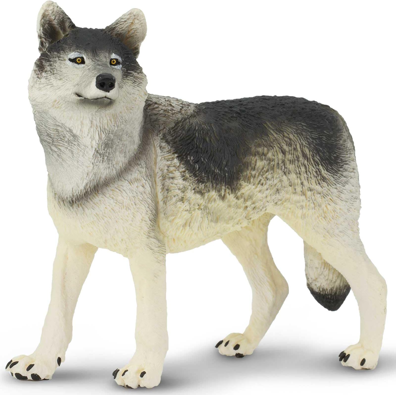 Gray Wolf Toy Figurine - Detailed 4.8" Plastic Model Figure - Fun Educational Play Toy for Boys, Girls & Kids Ages 3+