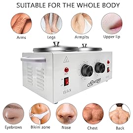 Professional Waxing Kit Wax Warmer Double Pot Wax Heater Machine for Hair Removal, Large Waxing Pot for Spa Salon Beauty Esthetician Home, with Adjustable Temperature Set, 50 Stick(White)