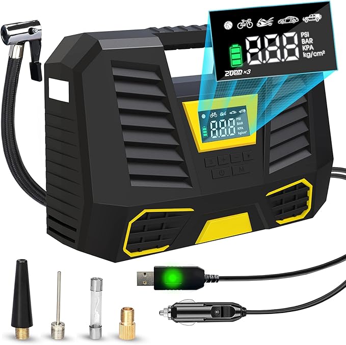 Cordless Tire Inflator Portable Air Compressor 150PSI 6000mAh