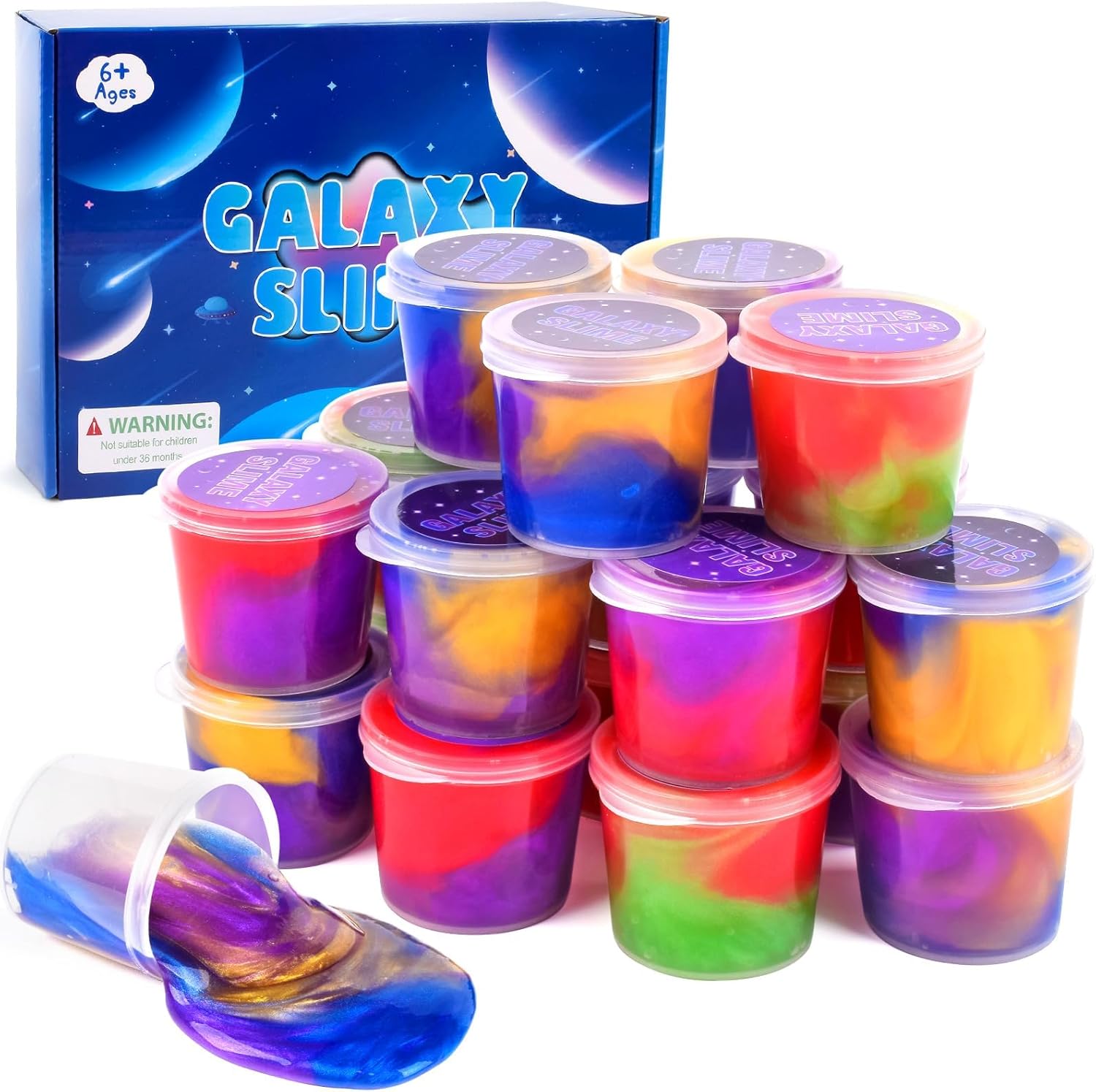 16 Pack Galaxy Slime Bulk, Kids Party Favors Slime Putty Kit for Girls Boys 10-12, Valentine's Day Gifts, Birthday Gifts, Easter Basket Stuffers for Kids