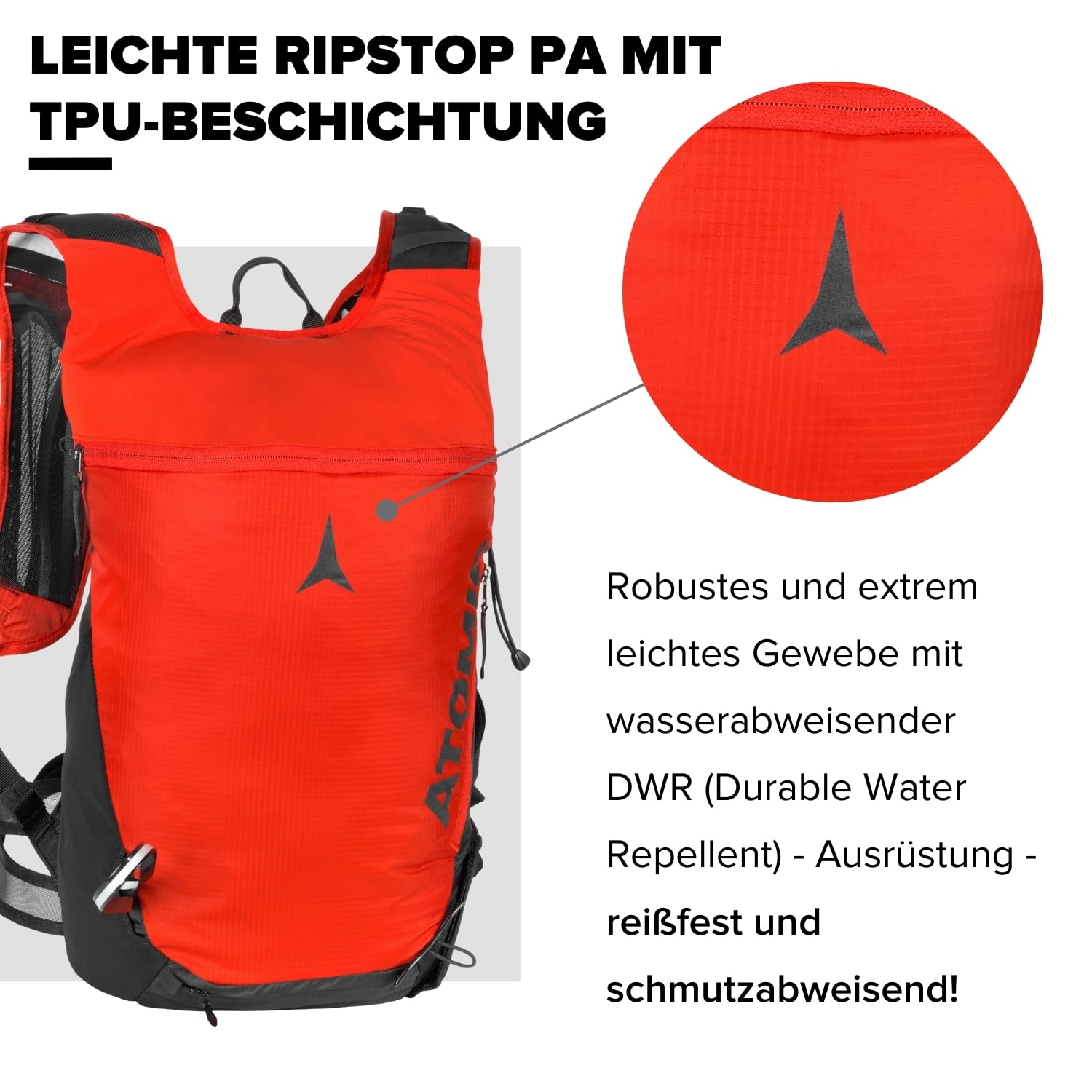 Atomic Backland UL 16+ - 16-20L Skitourenrucksack - Fächer für Lawinenausrüstung, Felle & Steigeisen - Schnellbefestigung für Ski - Ideal für schnelle Touren