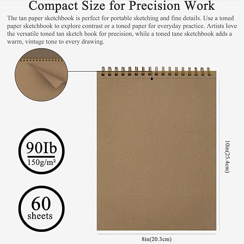 Miniatura 247 de Cuaderno de bocetos de 9 x 12 pulgadas, bloc de bocetos con espiral superior, paquete de 1 bloc de 100 hojas (68 libras/3.53 oz/m² - 100 g/m2)