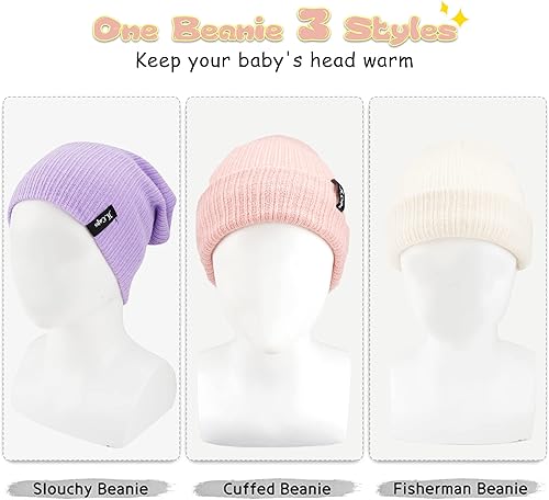 Miniatura 5 de FZ FANTASTIC ZONE Gorro de invierno para niños pequeños de 0 a 3 años de edad, gorro de invierno para niños y niñas de 0 a 3 años de edad, gorro de