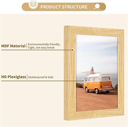 Miniatura 10 de ATOBART Portarretratos de madera de roble de 8 x 10 pulgadas, marco de fotos de madera de roble de 5 x 7 pulgadas con paspartú u 8 x 10 pulgadas sin
