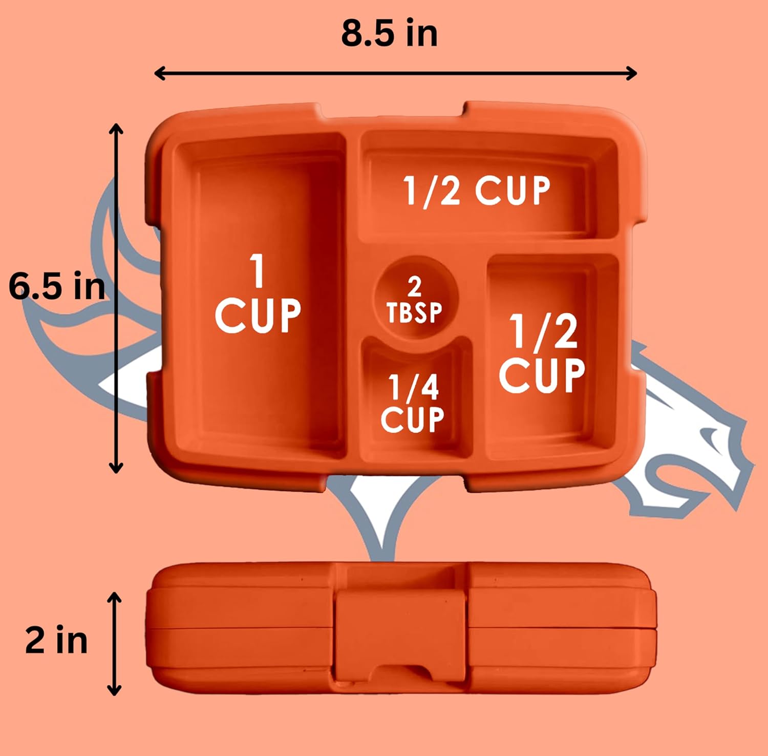 FOCO NFL Unisex-Adult Officially Licensed 2-Tone Big Logo Team Color Football Leak Proof 5 Compartment Bento Lunch Box - Denver Broncos - Image 5