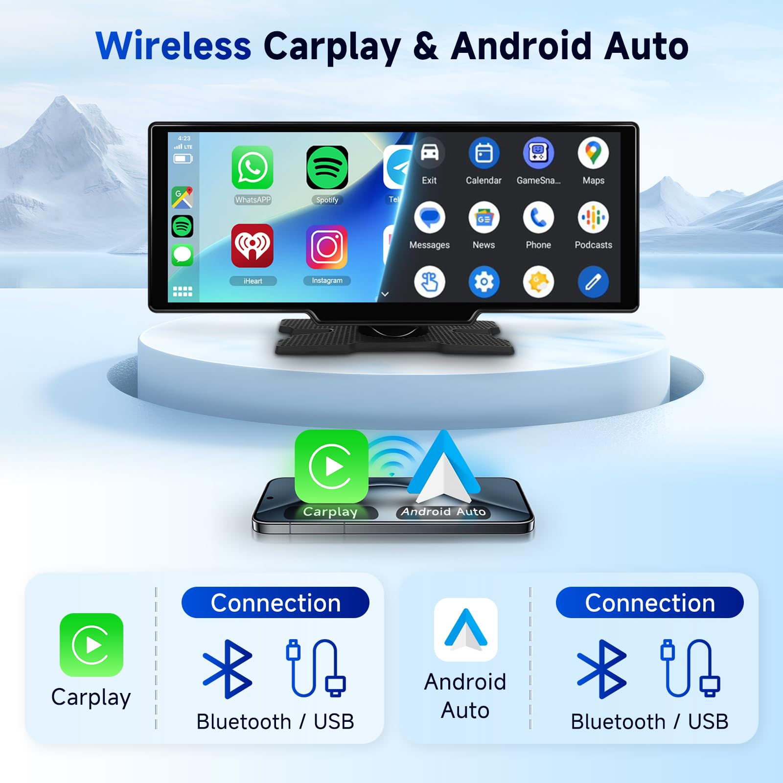 Screen Android Carplay Portatile Hodozzy 10.26 PolliciBluetooth - Dettaglio