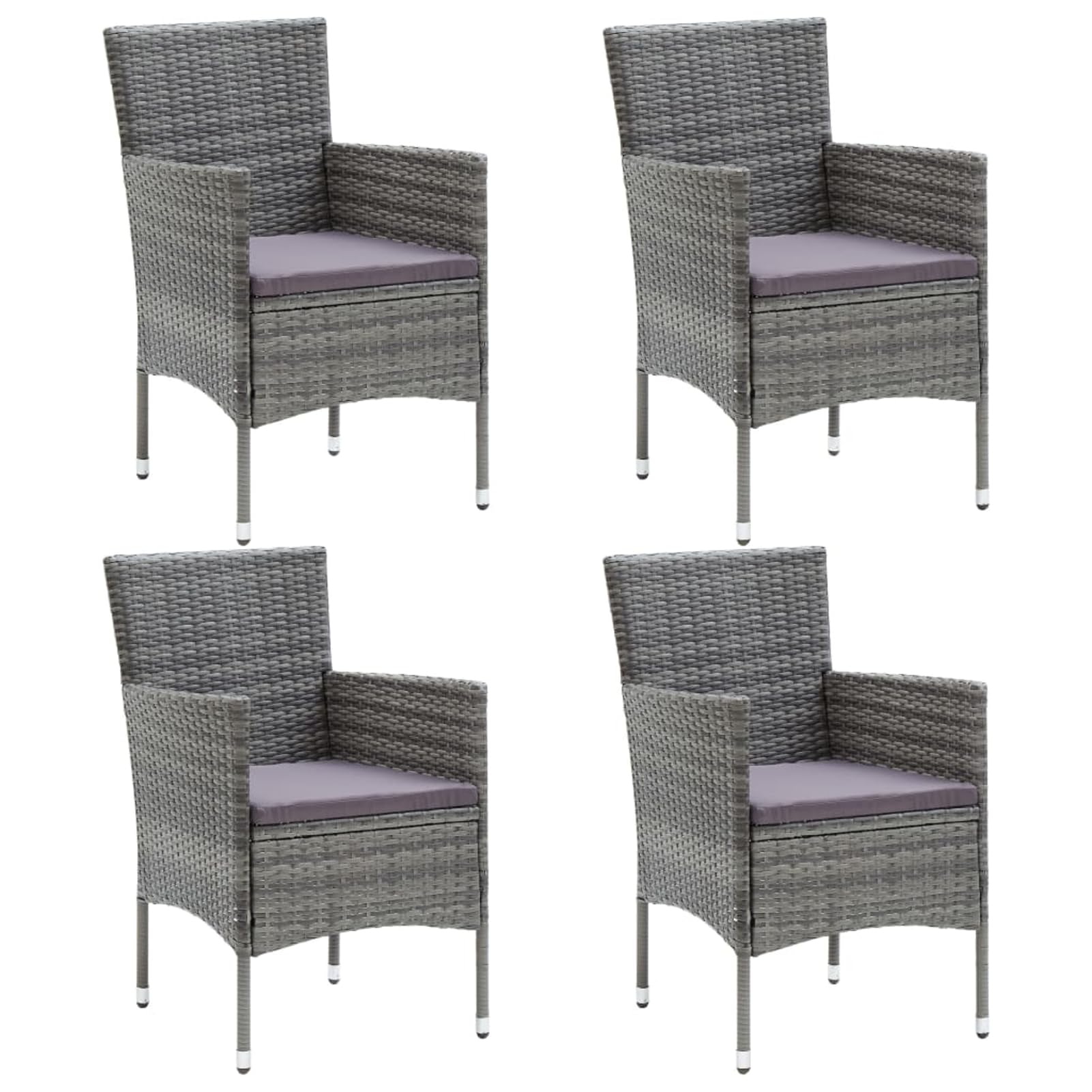 Chaises à manger de jardin lot de 4 résine tressée gris Gecheer fauteuils outdoor