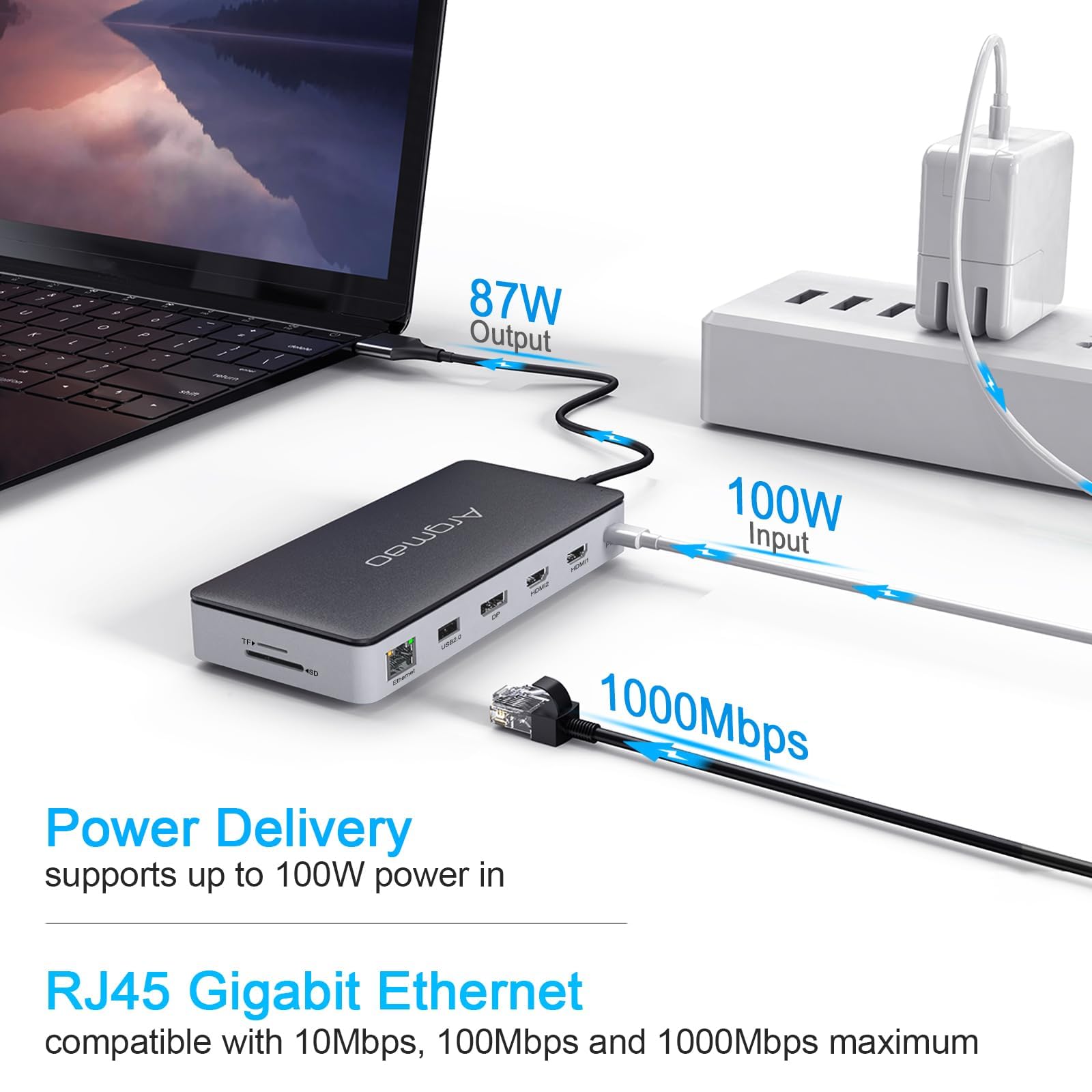 Amazon.com: 14 in 2 USB C Laptop Docking Station for MacBook Pro