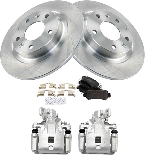 TRQ Kit de pastillas de freno trasero y rotor compatibles con Mazda CX-3 2016-2018