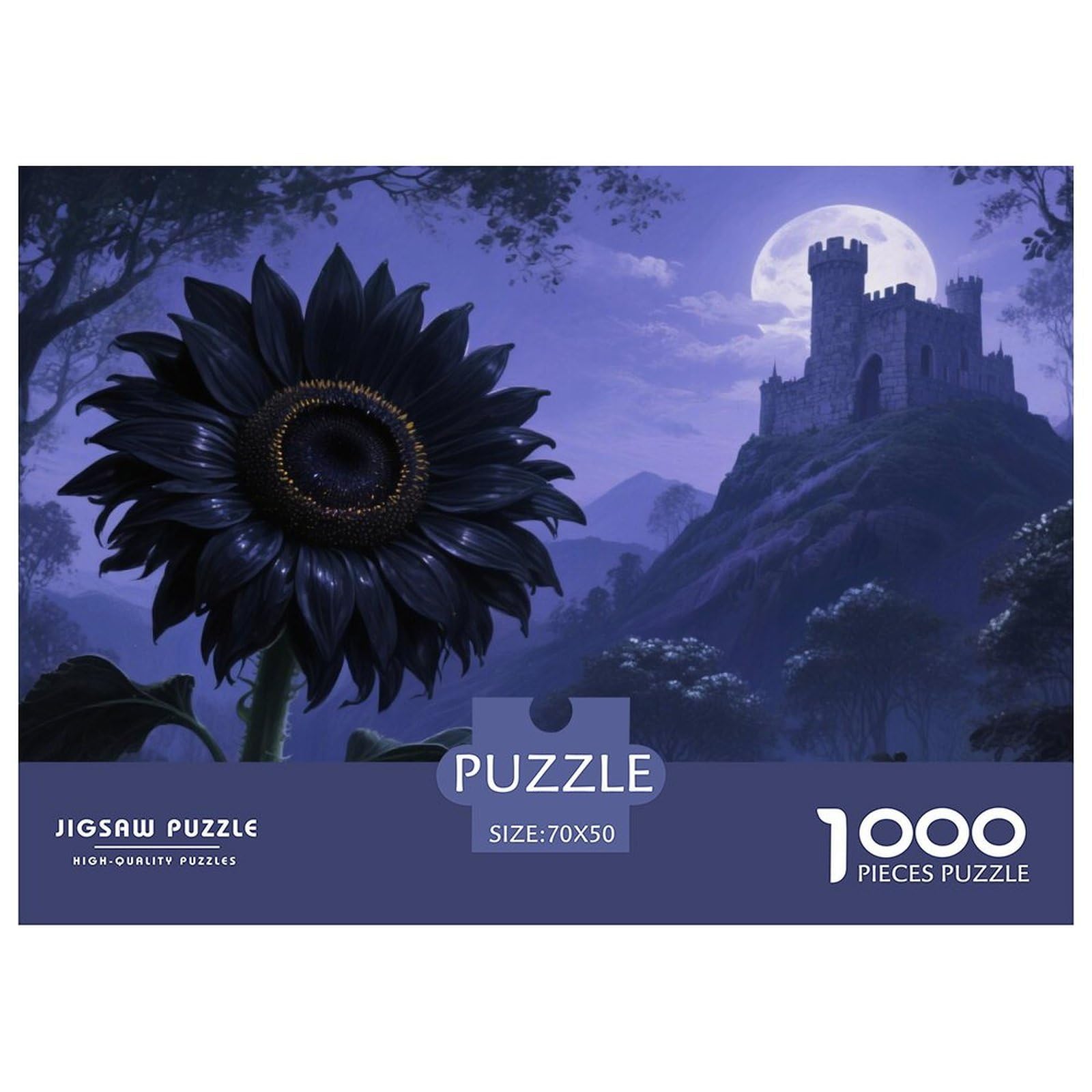 Puzzles Sunflower 1000 Piece Challenge Game for Adults,Moonlit Castle Impossible Jigsaw Puzzles 1000 Piece Educational Game Home Decoration 70x50cm/1000pcs