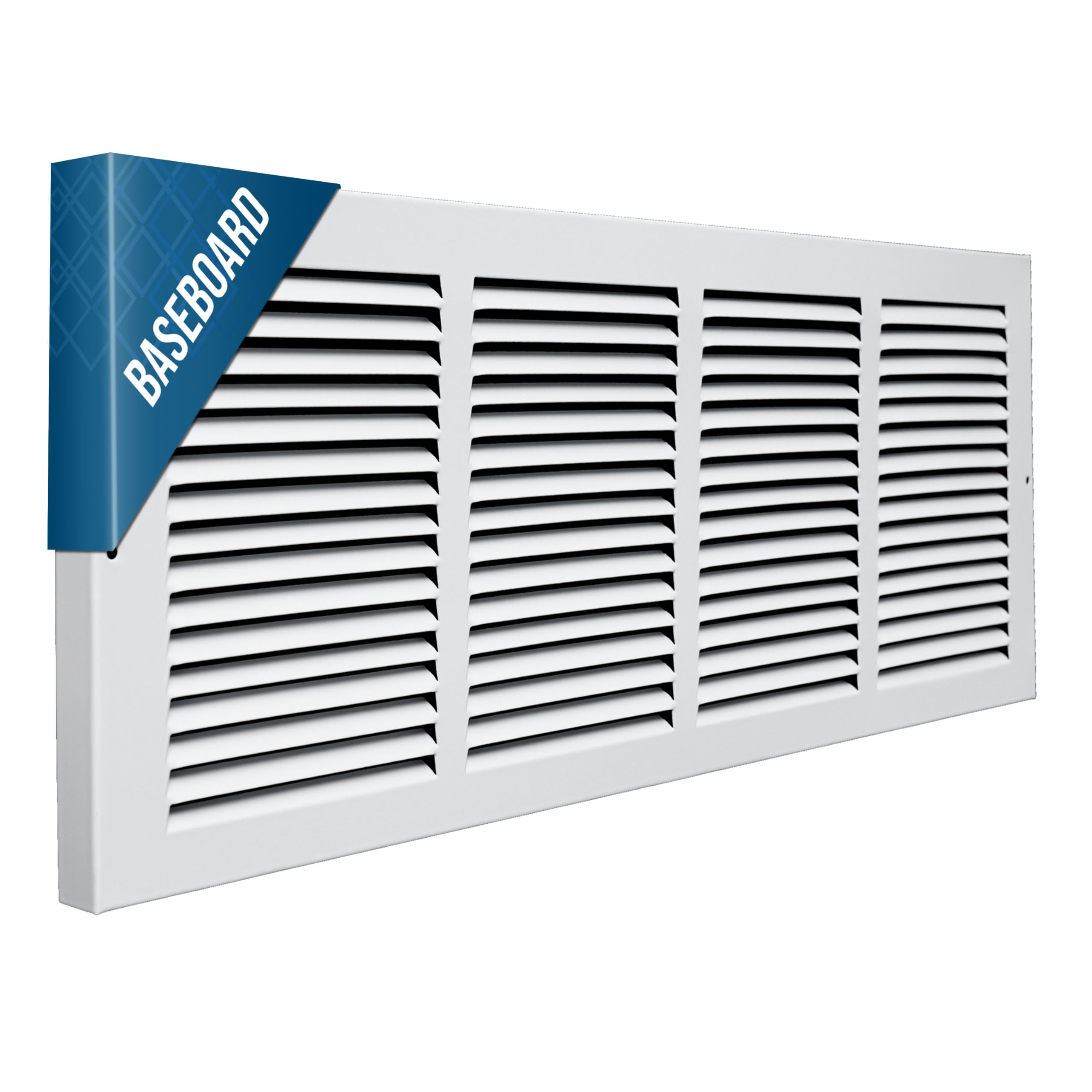 Handua 24"W x 8"H [Duct Opening Size] Baseboard Return Air Grille | Vent Cover Grill | 7/8" Margin Turnback to Fit Baseboard | White | Outer Dimensions: 25.75"W X 9.75"H for 24x8 Duct Opening