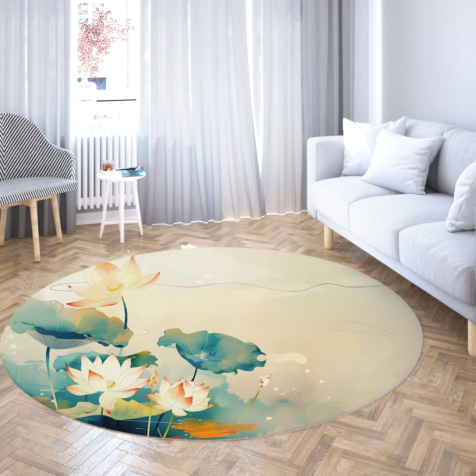 Tapis japonais aquarelle pour chambre d'enfant et salon cocooning