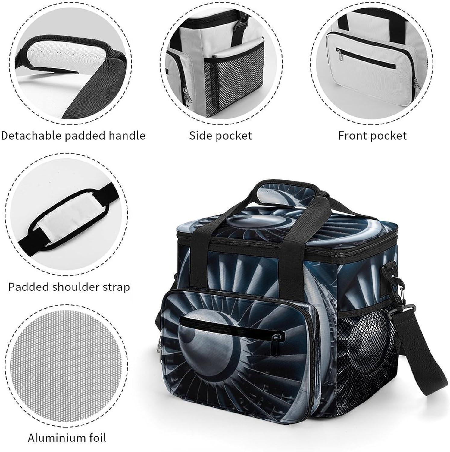 Jet Engine Cooler Bags Portable Soft Cooler Bag Lightweight Ice Chest Insulated Lunch Bags Camping Cooler Bag Cooler Lunch Tote Coolers for Picnic Travel Beach