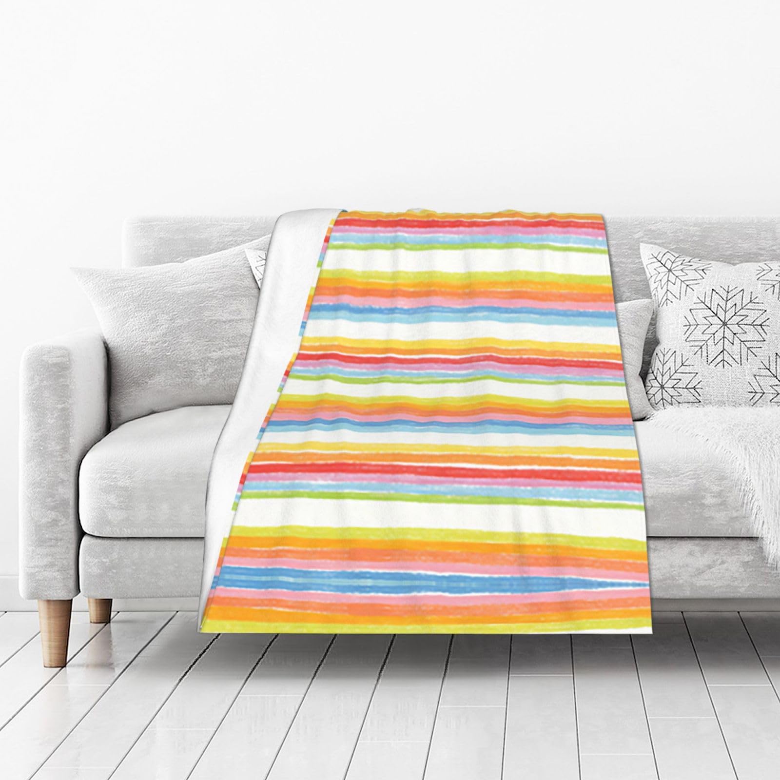 DUYIOKH Rainbow Stripe Print Thick Throw Blanket, Blanket for Couch Bed Warm Travel Blanket for Camping Movie Night