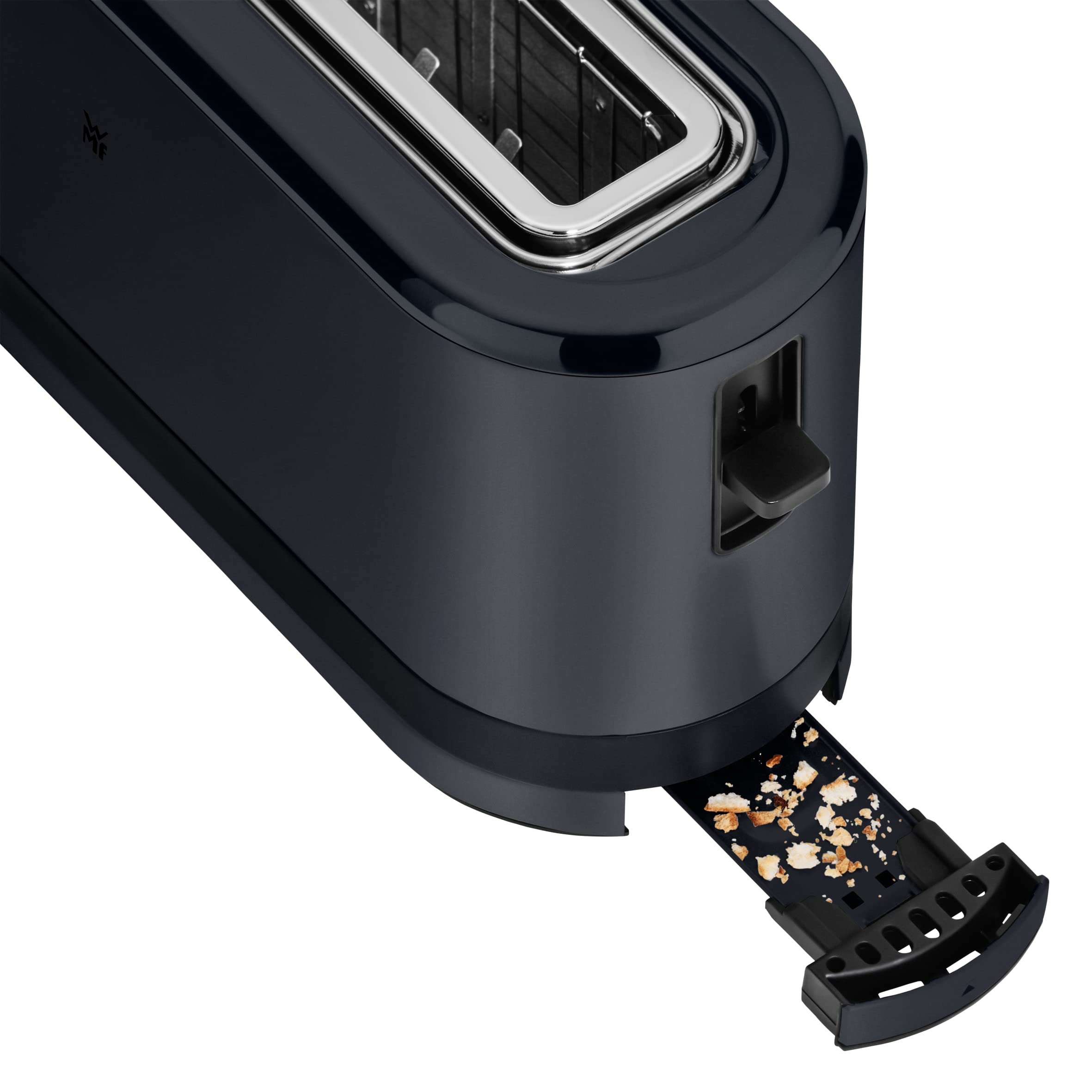WMF Küchenminis - Tostapane a taglio lungo, 2 fette con inserto per panini, misura XXL, funzione bagel, 7 livelli di doratura, 900 W, tostapane in acciaio inox opaco, nero