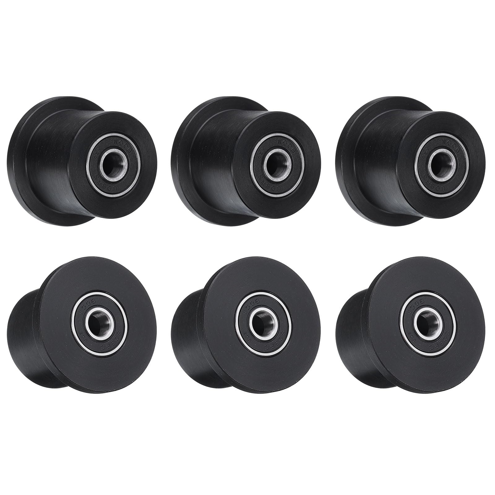QUARKZMAN 6 Paquet Nylon Usiné Roues/Rouleaux Gym Remplacement Roues Convient pour Total Gym Accessoires Pièce avec Roulements par Trou de 5/16" dans Diamètre, Noir