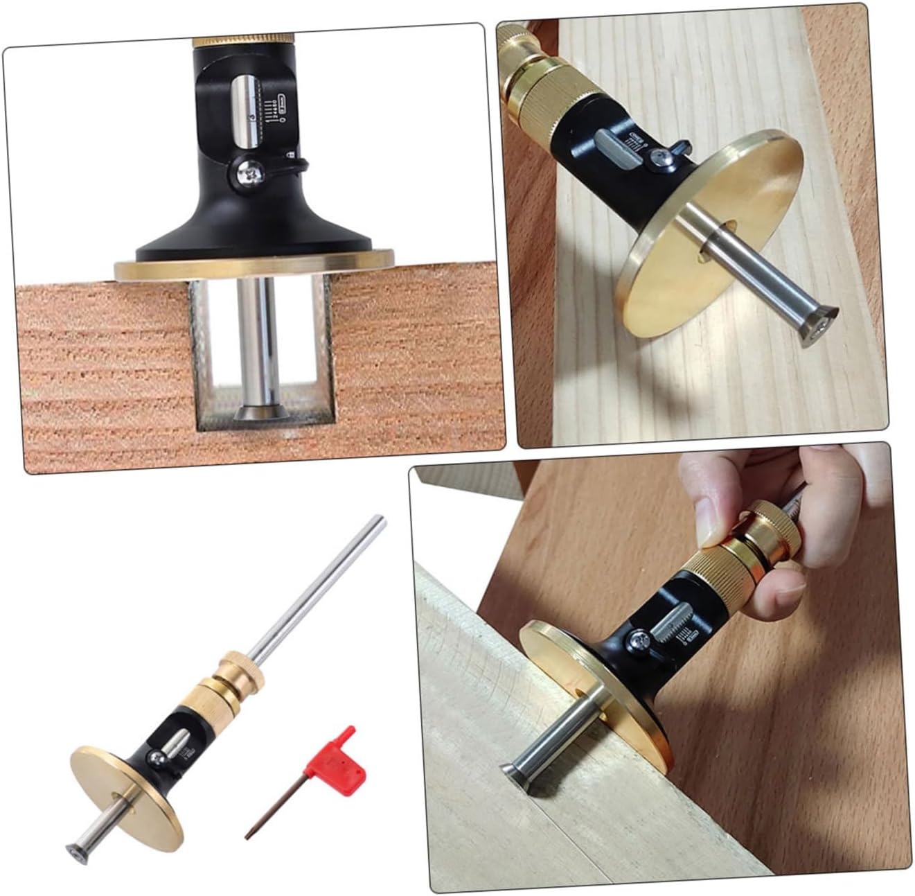 European-type Woodworking Scriber Gauge with Hard Alloy Blade Fine-tuning Parallel Line Marker Woodworking Marking Tool for Carpenter Measuring and Layout