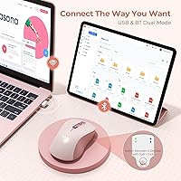 Vista 2 de seenda Ratón inalámbrico Bluetooth, Bluetooth y modo dual USB de 2.4G, clics silenciosos, seguimiento suave, 3 niveles ajustables 1600 DPI, mouse