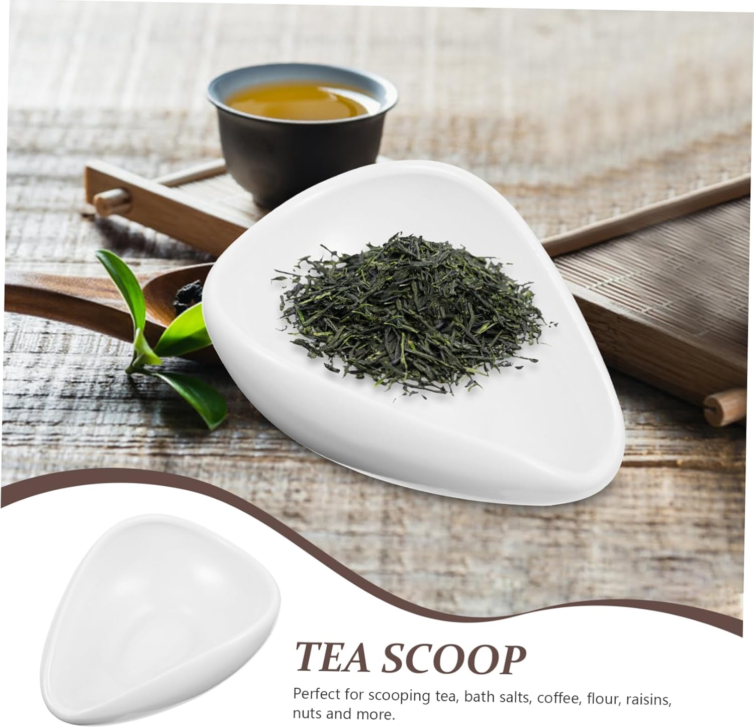 Porcelain Loose Leaf Tea Scoop White Ceramic Spoon for Tea Houses