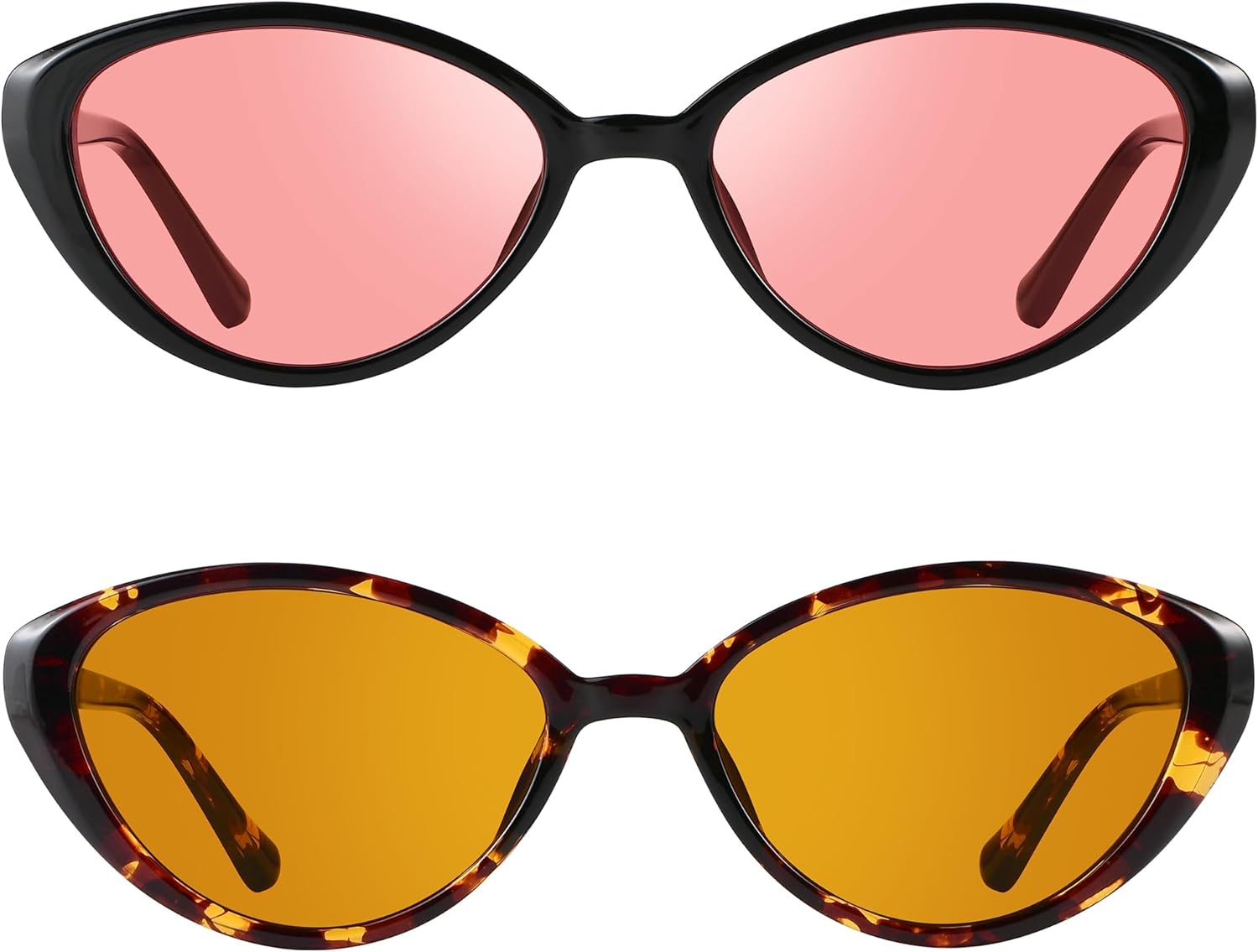 Indoor Fluorescent-41 Pink & Outdoor Fluorescent-60 Brown Tinted Blue Light Blocking Glasses Cat Eye Migraine Light Sensitivity Computer Glasses Photophobia Fluorescent LED Glare Women AB3307