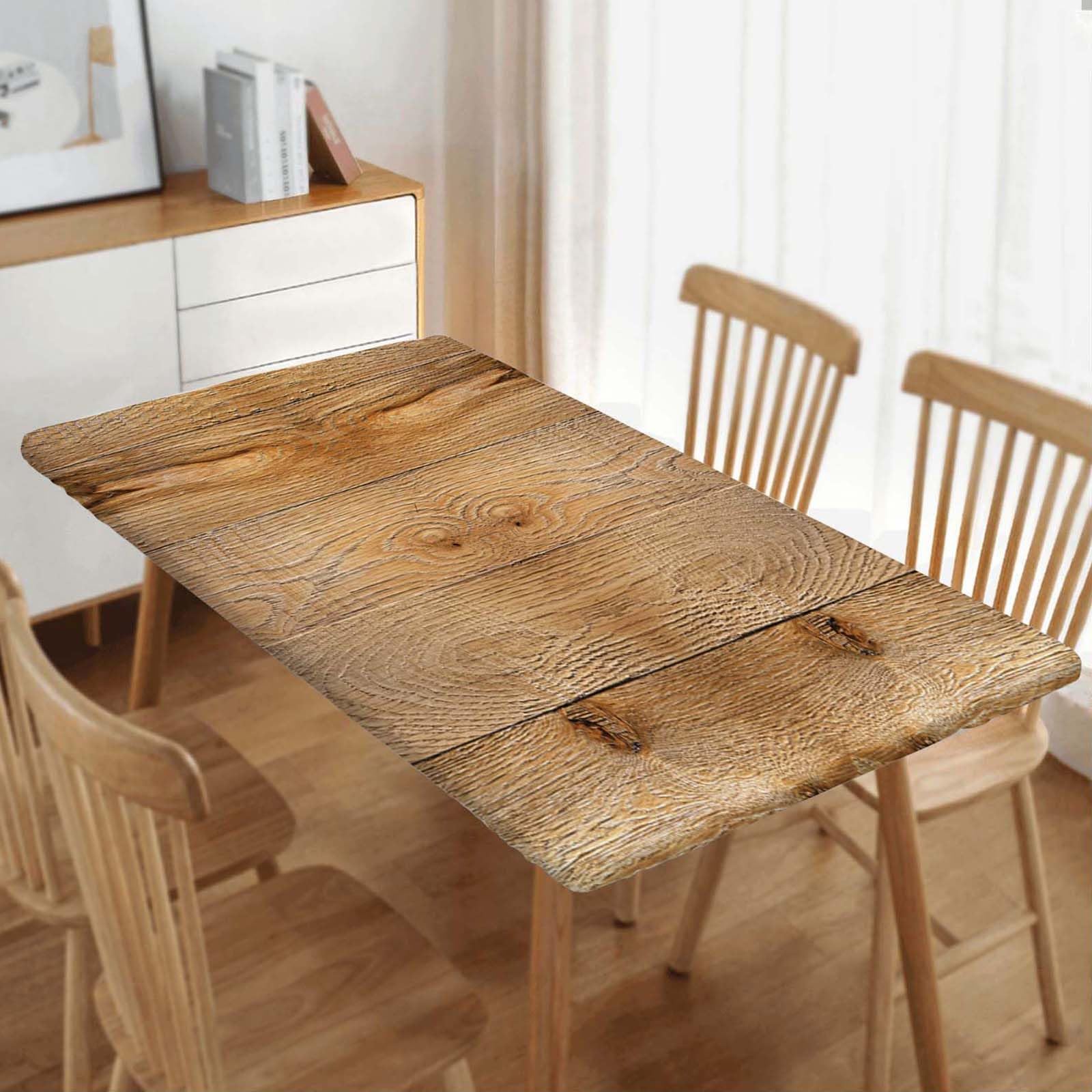 SPLINDO Rectangle Tablecloth Wood Grain Fitted Table Cloth Hardwood Tablecloths with Elastic Edge Waterproof Polyester Cloths for Farmhouse Picnic, for 96x30 Inch Rectangular Tables, Style 8