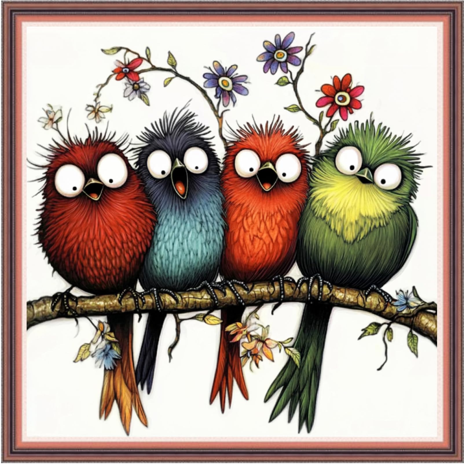 Dooxvey Cross Stitch Kits for Adults Beginners,Full Range of Cross-Stitch Stamped Kits Needlepoint Kits for Beginners Embroidery Kits 11CT Cross Stitch Patterns-Four Rainbow Birds 18x18 inch