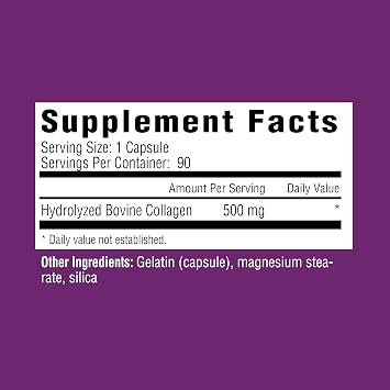 Rejuvicare Super Collagen 500 mg, Hydrolyzed Collagen Peptides for Hair, Skin & Nails, Beauty & Wellness Supplement, Supports Healthy Hydration & Elasticity, 180 Capsules, 2 Pack Value