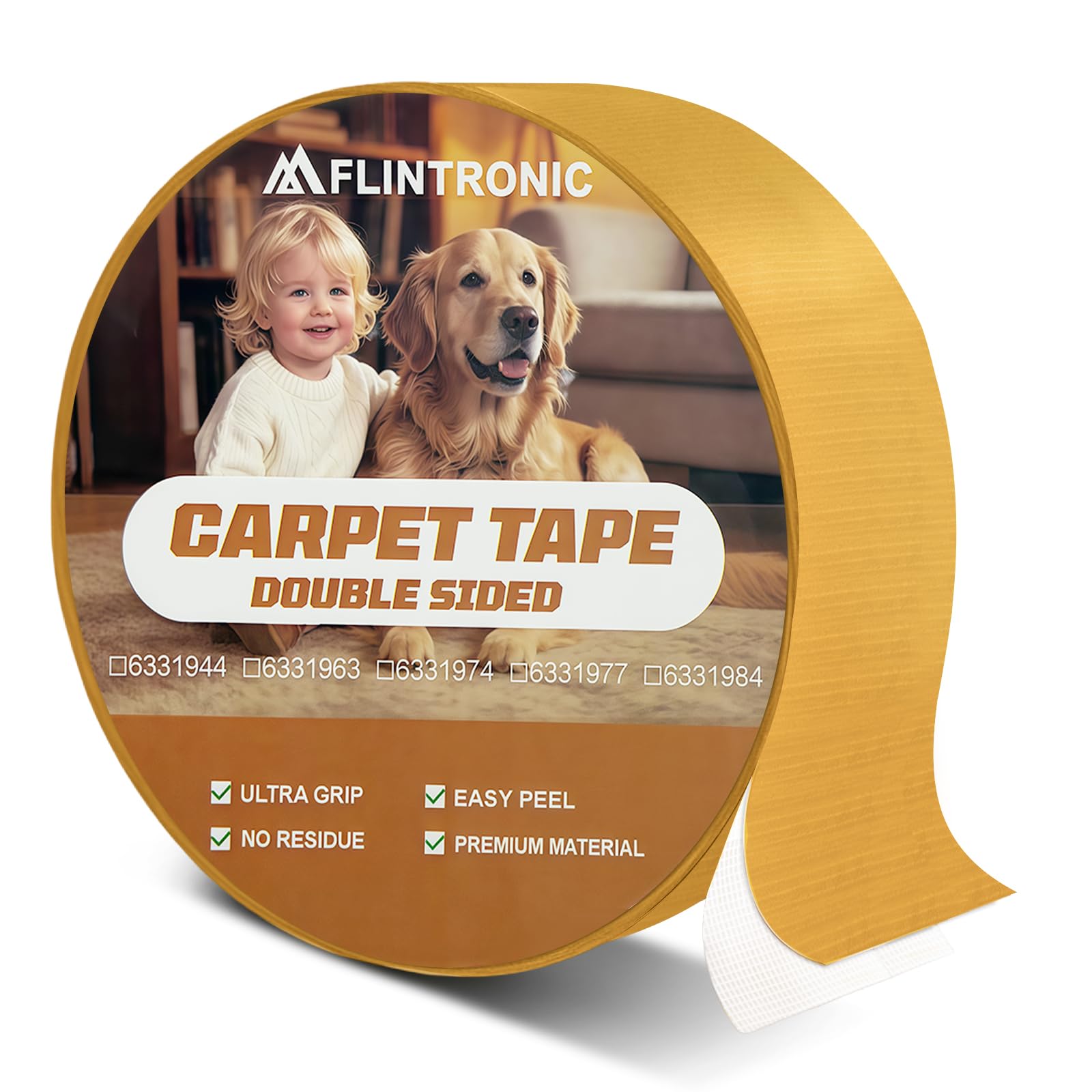 flintronic Doppelseitiges Klebeband, Verlegeband Extra Stark Klebend, Teppichklebeband für Bodenbeläge, Gewebeverstärktes zum Verkleben von Teppich- und PVC-Bodenbelägen