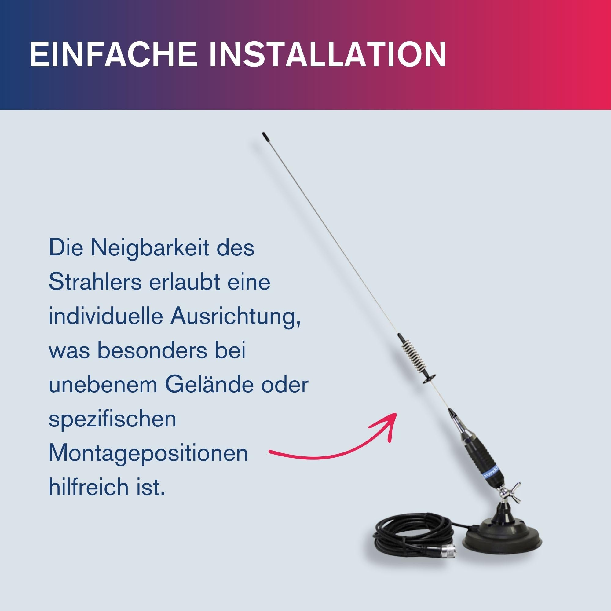 Albrecht S75 CB-Funk Antenne, Mobil-Antenne mit Magnetfuß 127 mm, 76 cm Gesamt-Länge, Komplett-Set inkl. 4 m Kabel & PL-Stecker, neigbar, aus Edelstahl