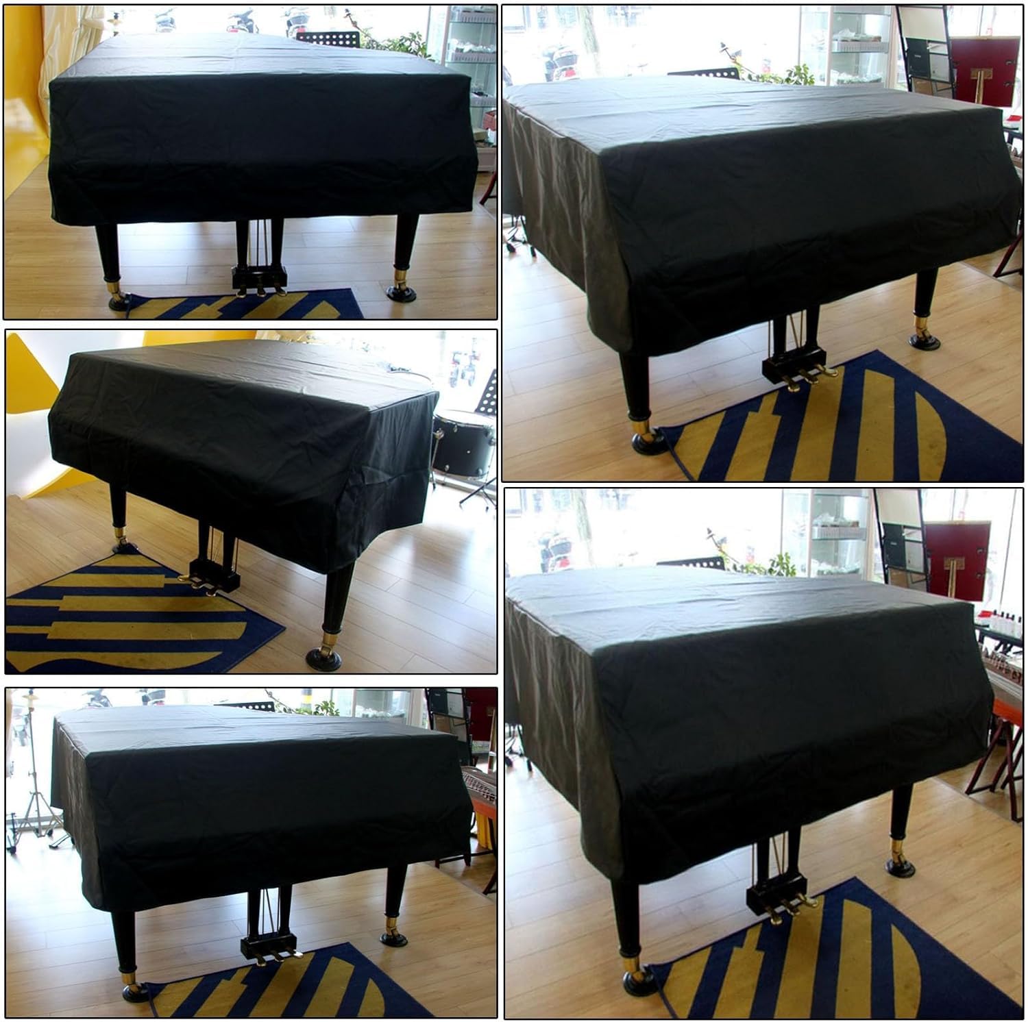 Copertura in pelle per pianoforte a coda – Copertura impermeabile per pianoforte a coda e sgabello per bambini, per protezione solare, adatta a 200 cm