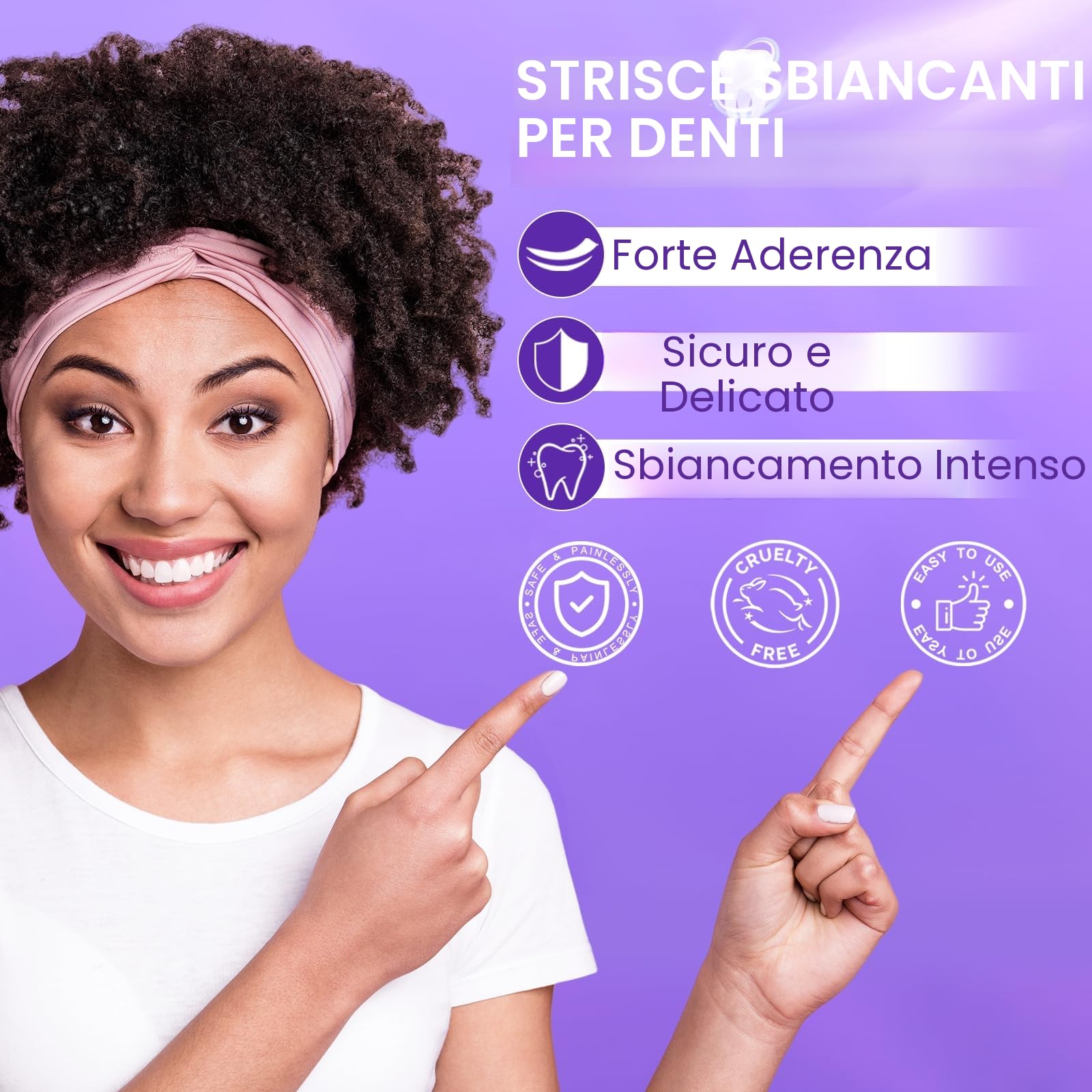 Strisce sbiancanti dei denti viola Strisce sbiancanti 14 trattamenti per smalto sicuro, Teeth Whitening Strips Dall'interno, At-Home Kit sbiancante - Sensitivity Free