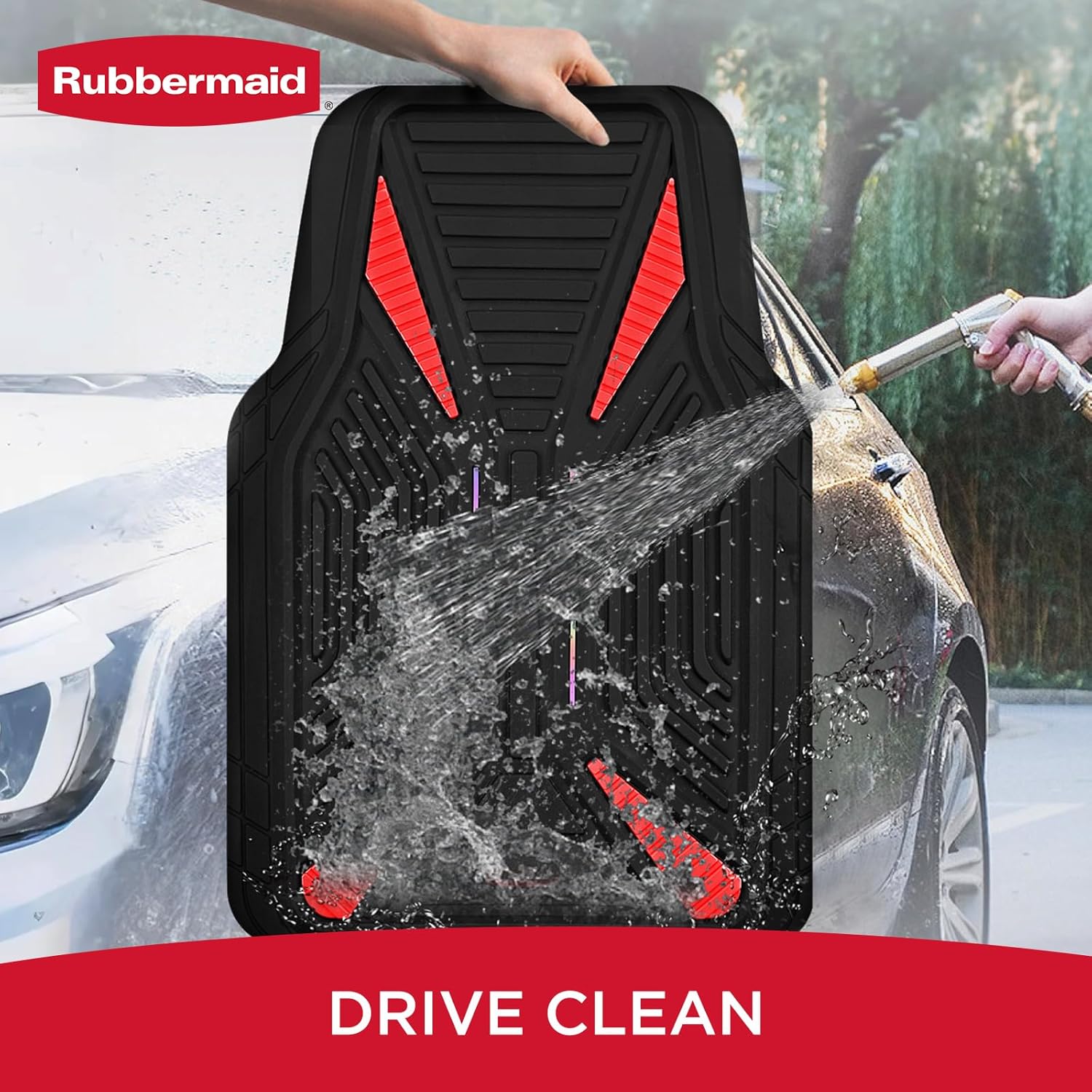 Rubbermaid Car Mat Full Set, Universal Trim-to-Fit Heavy-Duty Car Floor Mats – 4-Piece Set for All Weather Protection – Durable Rubber Mat for Cars, Trucks, SUVs & Vans-Red - Image 6