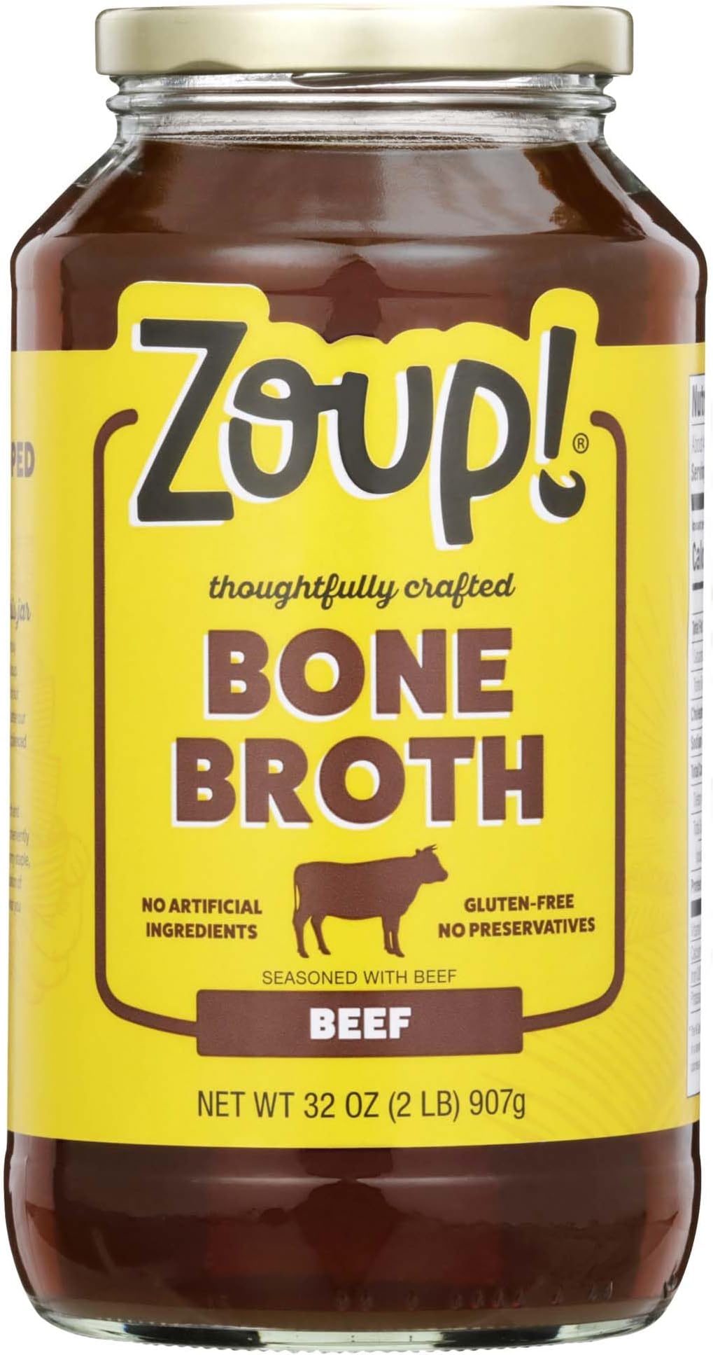 Beef Bone Broth by Zoup! Keto-Friendly, Gluten Free, Fat Free, Non-GMO - Great for Stock, Bouillon, Soup Base or in Gravy - 1-Pack (32 oz)